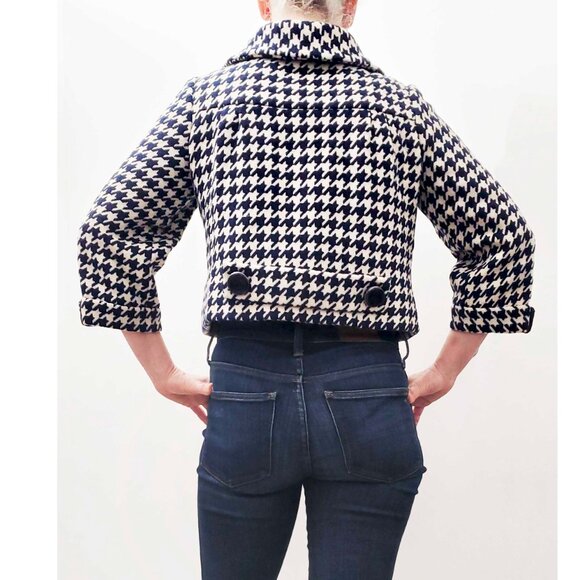 1960s VTG Sylvides Creations Paris Womens Houndstooth Wool Cropped Swing Jacket - Picture 5 of 16